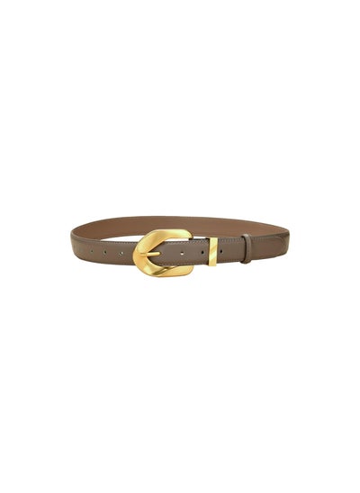 Buy Women Leather Fashion Vintage Thin Belt Ladies Retro Belts with Gold Buckle for Jeans Pants Dresses Skirts Sweater Brown in Saudi Arabia