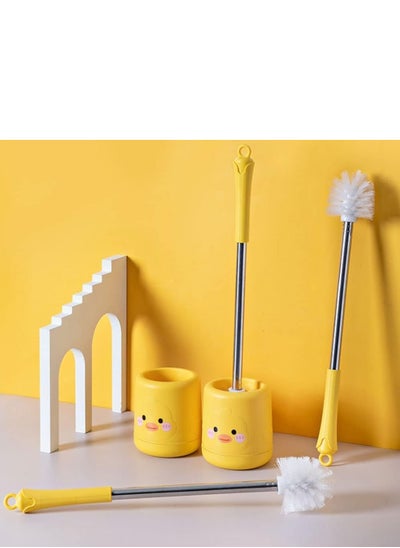 اشتري Pochy Stainless Steel Long Handle Toilet Brush Wall Mount Floor Home Toilet Cleaner Brush Bathroom Ideas Toilet Scrubber - Yellow في مصر