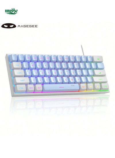 Buy MageGee TS91 60% Compact Wired Keyboard 61 Keys RGB Backlight Small Portable Office Computer Membrane Keyboard For Windows PC Laptop Gamer White Blue in Saudi Arabia