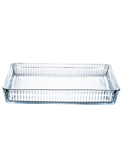 Buy LIFE SMILE Borosilicate Glass Oven Baking Dishes - Rectangular Shape Baking Tray Dishwasher Safe, Fridge & Freezer Safe, Microwave Safe (Design 2) in UAE