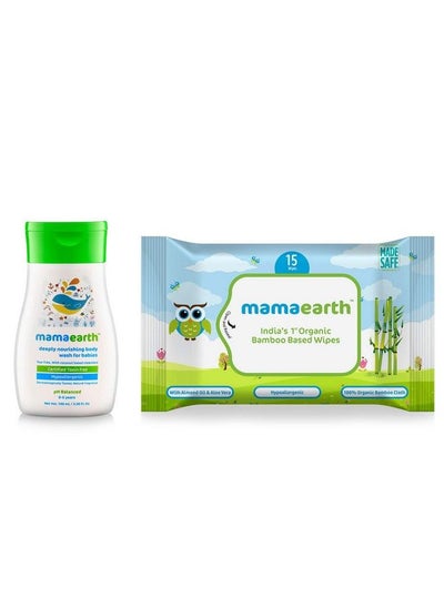 Buy Deeply Nourishing Body Wash 100G With Organic Bamboo Based Baby Wipes 15 Pieces in UAE