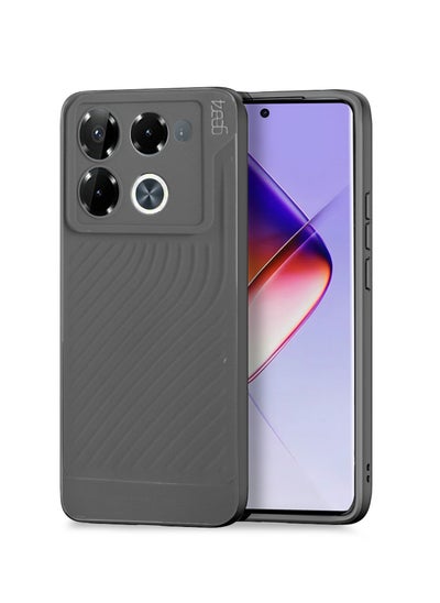 Buy Soft Liquid Silicone with Wavey Texture Case Cover For Infinix Note 40 Pro+ / Note 40 Pro Plus 5G 2024 / Note 40 Pro 4G/5G 2024 Gear4 Grey in UAE