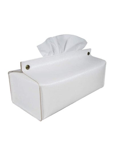 Buy Leather Tissue Box Holder (Metallic White) in UAE