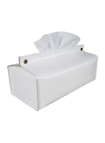 Buy Leather Tissue Box Holder (Metallic White) in UAE