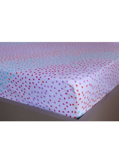 Buy Clairbella Little Hearts Fitted Sheet Pink 90x200+25 cm in UAE