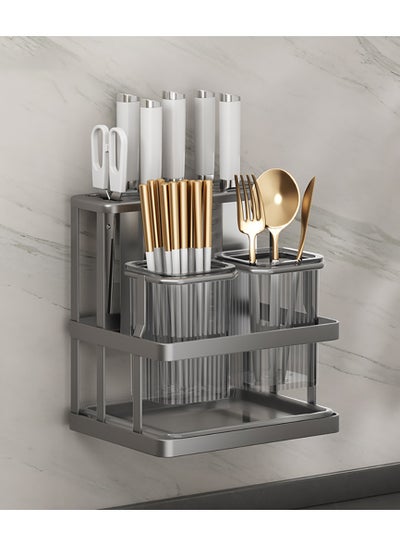 Buy Cutlery Holder, Metal Flatware Organizer, Spoon Knives Fork holder, Utensils Organizer, Kitchen Organizer for Countertop, Self-Adhesive Wall-Mounted Cutlery Organizer. in UAE