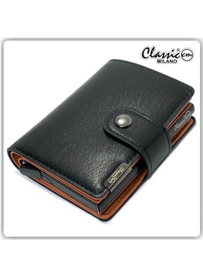 Buy Classic Milano Synthetic Wallet for men; RFID Mens Wallet Automatic Cardholder (Black) by Milano Leather in UAE