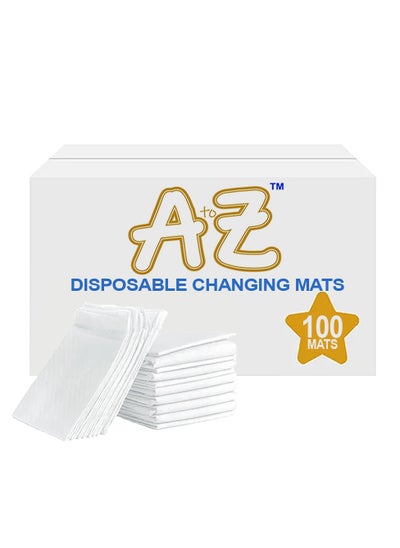 Buy A to Z - Disposable Changing Mat size (45cm x 60cm) Large- Premium Quality for Baby Soft Ultra Absorbent Waterproof - Pack of 100 - White in UAE