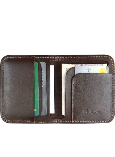 Buy Motevia Men's Leather Wallet Card Holder Size 11 * 9cm 5 Pockets Inside Slim Card Wallet by Motevia (Brown) in Egypt