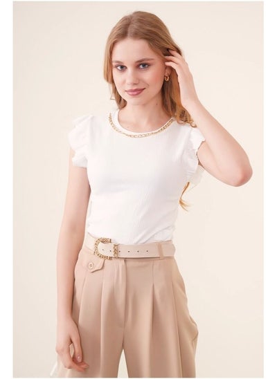 Buy White Blouse With Gold Chain in UAE