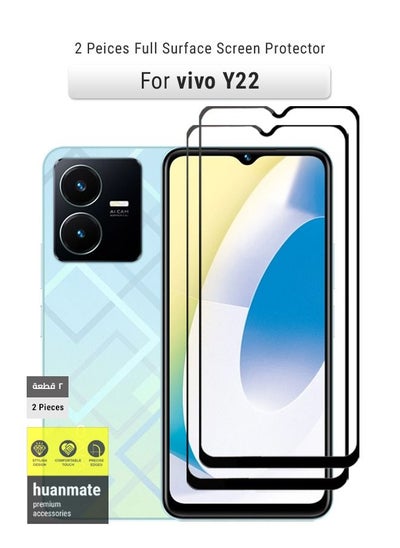 Buy Edge to Edge Full Surface Screen Protector For Vivo Y22 Black/Clear in Saudi Arabia