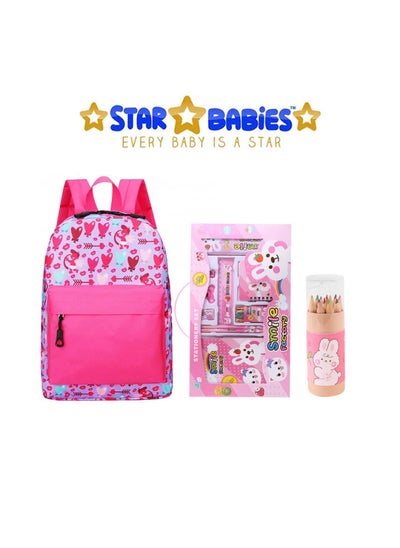 Buy Back To School School Bag Pencil Set Stationery Set Pink in UAE