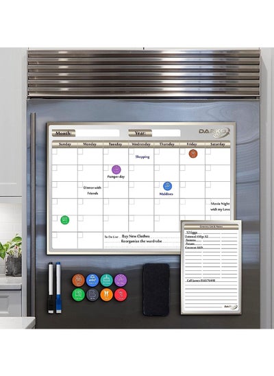 Buy Magnetic Dry Erase Refrigerator Calendar - Monthly, Weekly & Daily Calendar, To Do List and Grocery List - Fridge Whiteboard with Back Magnet (40x30cm & 14x21cm) in UAE