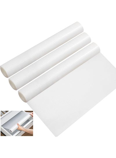 اشتري Shelf Liners,Shelf Drawer Liners,3 Rolls Plastic Mat,Fridge Mats Eva Cupboard Cabinet Shelf Refrigerator Pad Waterproof Nonadhesive Nonslip Protector Mat For Home,Office,Caravans(150X40Cm) في مصر