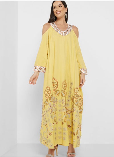 Buy Cold Shoulder Printed Dress in UAE