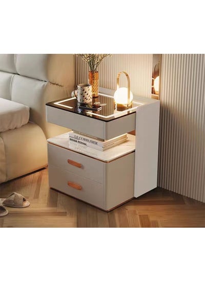 Buy Smart Bedside Cabinet with LED Mirror, Wireless Charging & BT Speaker in UAE