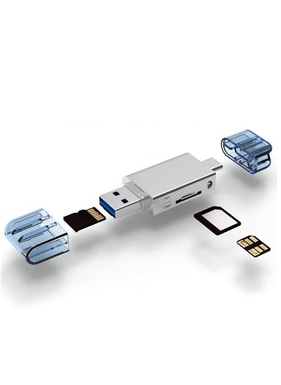 اشتري Multi-Format Card Reader: USB Type-C & USB 2.0 Compatible, Dual-Slot for NM Nano Memory & TF Micro SD Cards, Perfect for Phones & Laptops. في الامارات