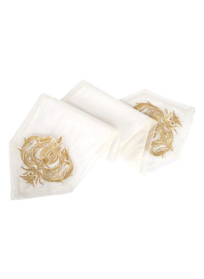 Buy Mexine Embroidered Table Runner, White & Gold - 40x180 cm in UAE