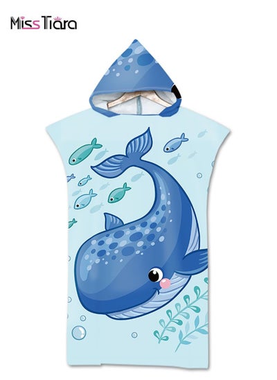 اشتري Microfiber Bath Towel Beach Towel Cape Print Hooded Bath Towel Beach Pool Fit Adult or Child 110cm x 75cm في الامارات