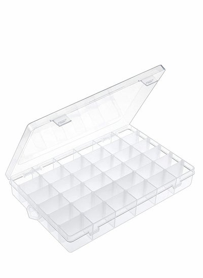 Buy 36 Grids Clear Plastic Organizer Box with Adjustable Compartment Dividers, Jewlery Storage Bead Organizer Rock Collection Box for Fishing Tackles Washi Tapes Threads in Saudi Arabia