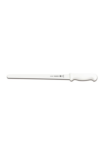 Buy Professional 14 Inches Plain Edge Slicer Knife for Cold Cuts with Stainless Steel Blade and White Polypropylene Handle with Antimicrobial Protection in UAE