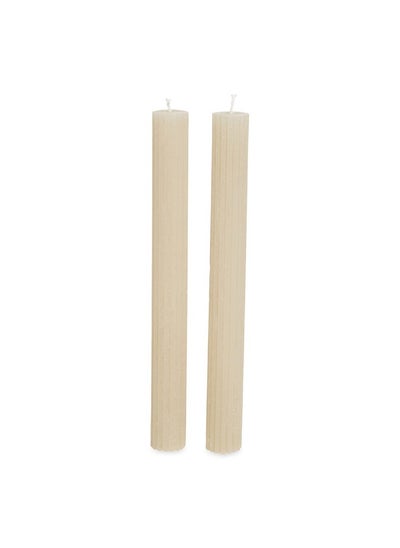 Buy Basic 2 - Pieces Vanilla Dinner Candle Set Dew - 2X21 Cm in UAE