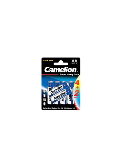 اشتري Camelion AA Super Heavy Duty Zinc-Carbon Batteries - 4+2 Free Pack في مصر