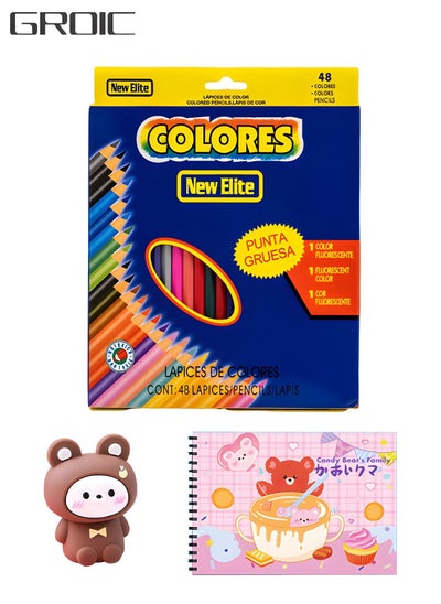 Buy Colored Pencils Set for Adult and Kids Premier Color Pencil Set with 48 Colouring Pencils Sharpener and A Picture Album Oil Based Colored Pencils Painting Set in UAE