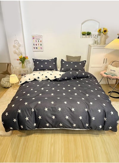 اشتري 4-Piece Star Printed Double-Faced Design Cotton Duvet Cover Set Without Fitted Bed Sheet Multicolor Queen في السعودية