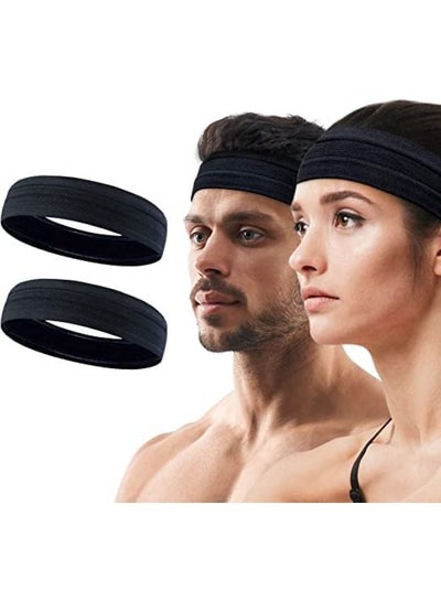 Buy 2 Pack Black Headband, Head Band for Woman Sport Headband for Men, Gym Hair Band, Running Sweat Bands, Silicon Non Slip Exercise Headbands, Headband Women in UAE