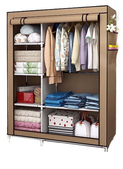 Buy Portable Wardrobe Clothes Storage Organizer, Fabric Wardrobe For Clothing Brown/ Coffee in Saudi Arabia