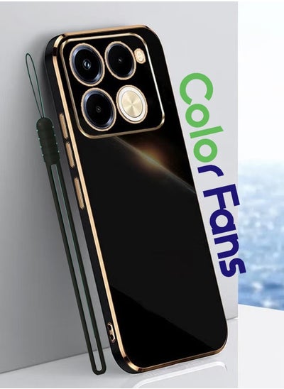 Buy For Infinix Note 40 Pro/Pro+ 5G Case Glossy Electroplating TPU Protective Cover Gold-Black in Saudi Arabia