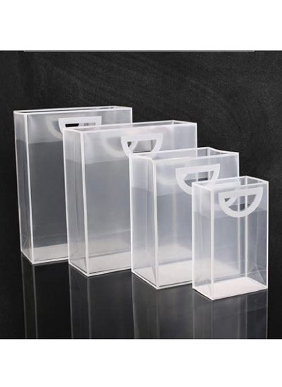 Buy 10-Pack Big size PVC Transparent & White Border Handbag For Baking Packaging Shopping Gift Plastic Bag( H36*30*13cm ). in UAE