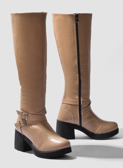 اشتري Run Knee High Boot Leather Z-4-cafe في مصر