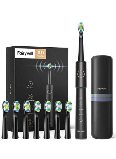 Buy Sonic Electric Toothbrush for Adults and Kids, Rechargeable Electric Toothbrush with 8 Brush Heads, 5 Modes, Timer, One Charge for 30 Days， Black in Saudi Arabia