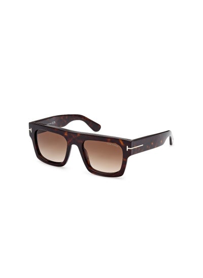 Buy Men's Square Shape Acetate Sunglasses FT071152F53 Lens Size: 53 Millimeter - Dark Havana in UAE