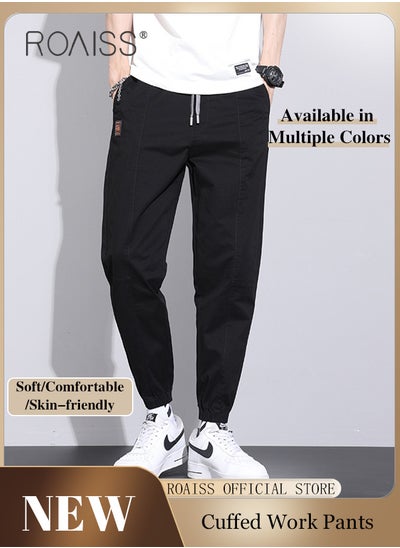 Buy Men Fashionable and Comfortable Cotton Cargo Pants Loose Fit Joggers with Cuffed Ankles Ideal for Sports and Casual Wear in Saudi Arabia