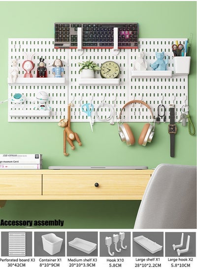 Buy Pegboard Combination Kit Pegboards and Accessories Modular Hanging for Wall Organizer Crafts Organization Ornaments Display Nursery Storage Peg Board PegBoard Organizer for Home Office (white) in UAE