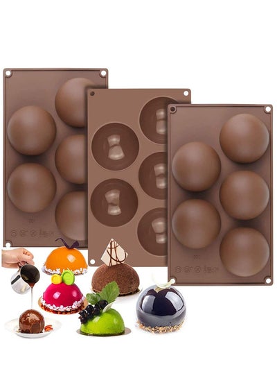 Buy Extra Large 5 Cavity Semi Sphere Silicone Molds 3 Packs Cocoa Bomb Ball Molds Baking Molds for Making Hot Chocolate Bomb Cake Candy Jelly Pudding Dome Mouse in UAE