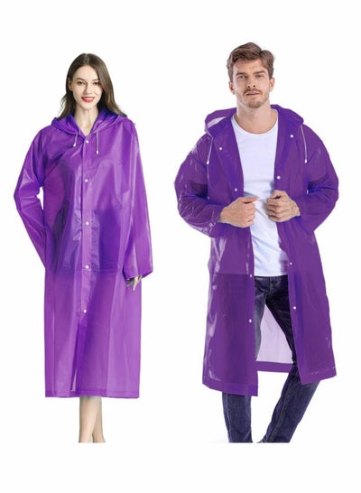 Buy Raincoat Rain Ponchos for Adults Women Men 1 Pack Reusable EVA Clear Portable Rain Coats Lightweight Jackets with Hood, Rain Ponchos Adults Packable Poncho Adult Clear Hood in Saudi Arabia