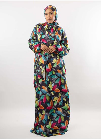 Buy Printed Satin Isdal Green, Orange & Turquoise For Women in Egypt