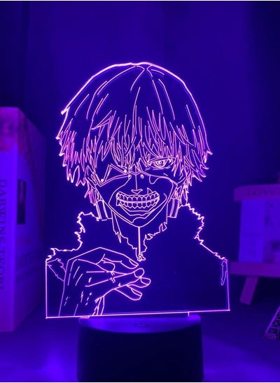 اشتري Multicolour Acrylic LED Night Light Tokyo Ghoul Ken Kaneki Mask 3D Lamp Bedroom Decor Gift 16 Color with Remote في الامارات