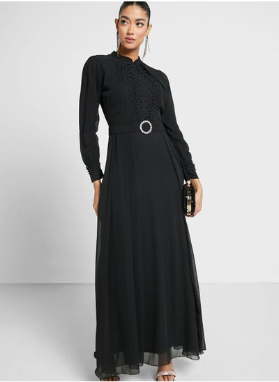 Buy Belted A-Line Chiffon Dress in Saudi Arabia