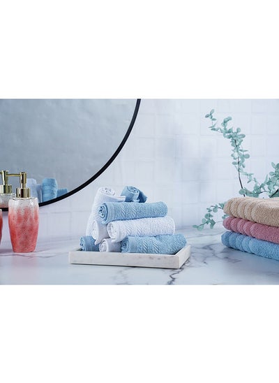 Buy Essential 8 Pieces Finger Tip Towel Set 30x30cm - Sky Blue in UAE