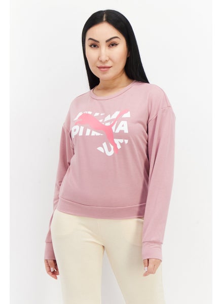 Buy Women Sportswear Fit Graphic Print Training Sweatshirts, Pink in UAE