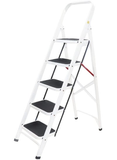 Buy Royal Folding Step Ladder With 5 Steps- White&Black, 145*92*145cm in Egypt