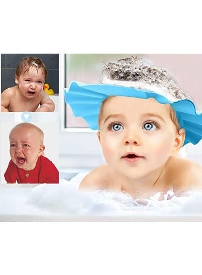 Buy Baby Protective Shower Cap, Baby Shower Shield, Preventing Shampoo During Bathing and Washing Head, Shampoo Bathing Protector for Children's Safety in the Bathroom (Blue) in Egypt