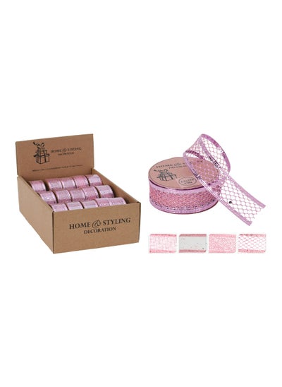 Buy Christmas Ribbon Mesh 270x2.5 cm Pink Assorted 1 Piece in UAE