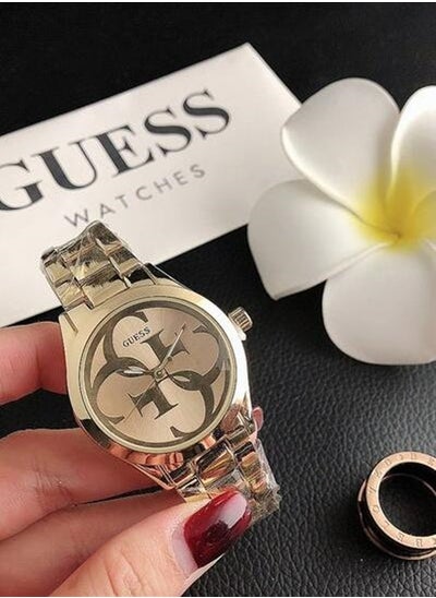 Buy Guess Men's and Women's Quartz Watch with Gold Stainless Steel Band 35mm in UAE