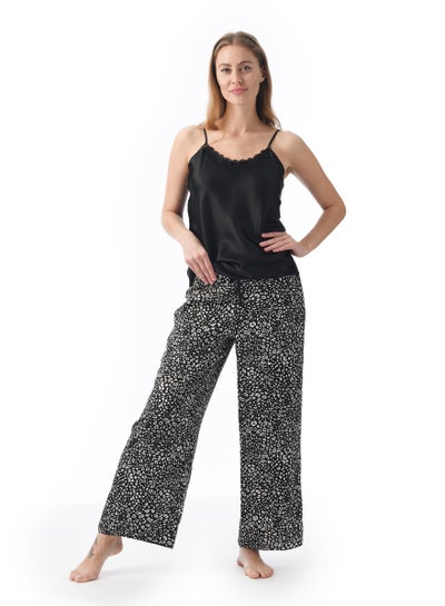 Buy Elegant and Comfortable Sleepwear Cami & Wide Leg Pyjama Set Multicolour in UAE